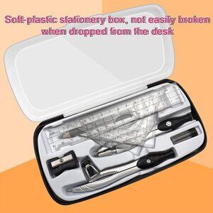 Black Geometry Compasses Squares Ruler with Maths Protractor Set